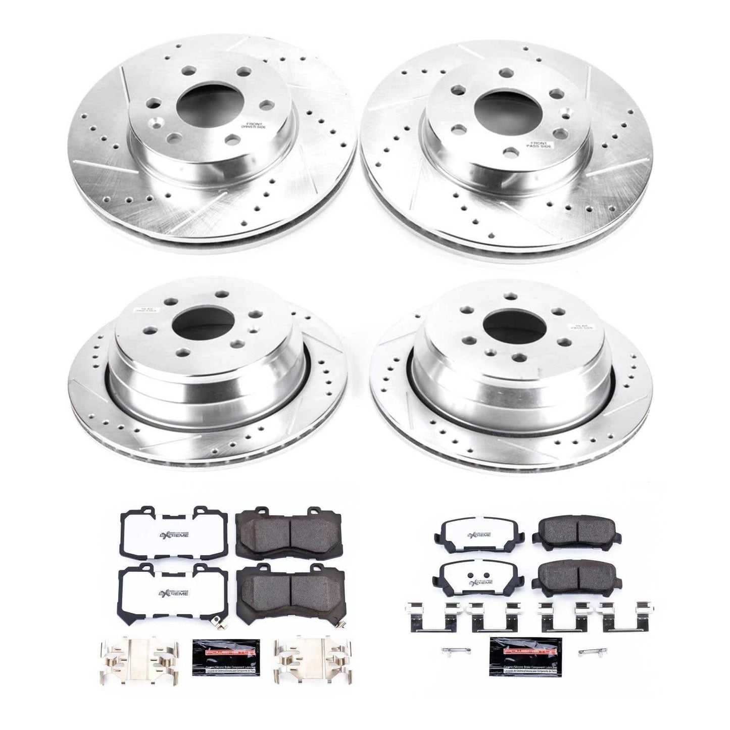 PowerStop Front & Rear Brake Kit For Chevrolet Colorado 2015-20 | GMC Canyon 2015-20 - Truck & Tow Carbon Fiber Ceramic Brake Pads + Drilled & Slotted Rotors Upgrade, K7228-36