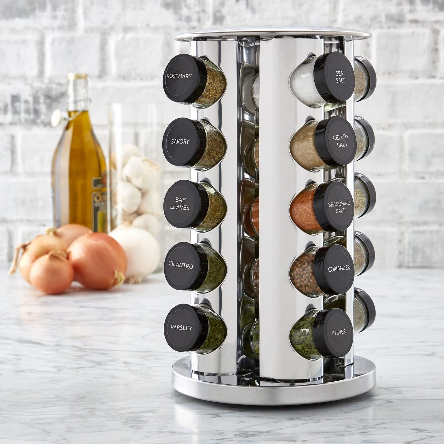 Kamenstein Spice Rack Giratorio de Acero Inoxidable con 20 Especias