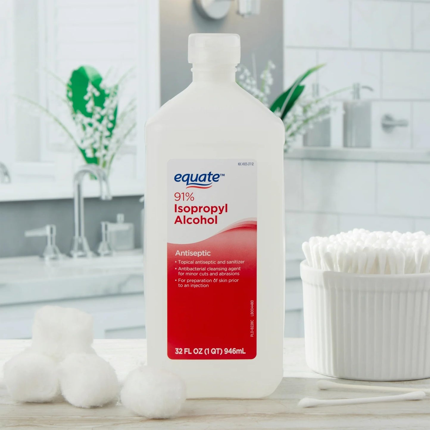 Equate Isopropyl Alcohol 91%, 32 FL Oz | Antiseptic & Cleaning Solution, 4 Pack