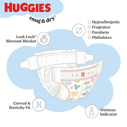 Huggies Size 7 Diapers, Snug & Dry Baby Diapers, Size 7 (41+ lbs), 108 Count (2 Packs of 54), Packaging May Vary