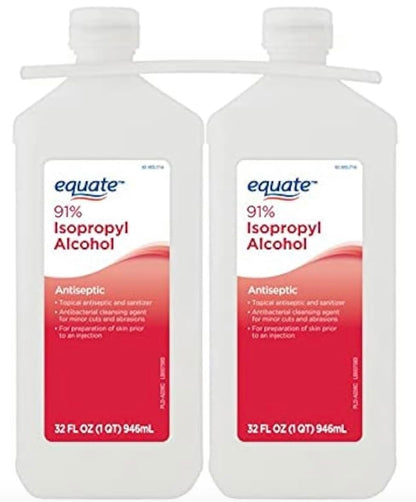 91% Isopropyl Alcohol Liquid Antiseptic, 32 fl oz, 2 Pack