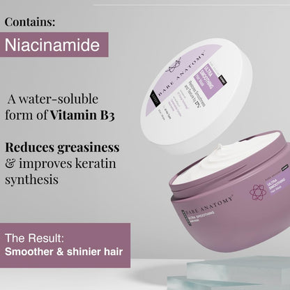 Bare Anatomy Ultra Smoothing Hair Mask Deep Conditioning with Carbohydrate Complex & Niacinamide | For Dry & Frizzy Hair | Sulphate & Paraben Free | For Women & Men | 250 Gm
