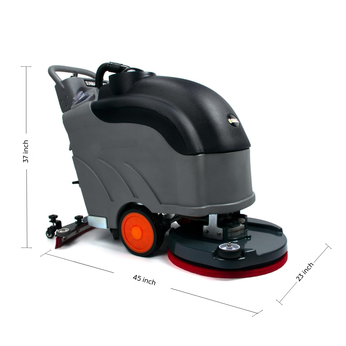 22" Self-propelled Floor Scrubber Machine with Traction Drive, 14.5-Gal Tank, 36000 Sqft/h, Heavy Duty Brush, Red, Black and White Pads, Extra Rubber Strips | RT50D