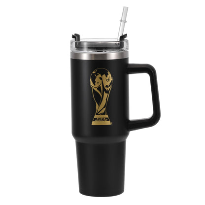 Wagon International Official FIFA World Cup 2026 Edition - 30oz Insulated Double Tumbler W/Handle & Straw - Premium Stainless Steel- Handwash Only - Keep Beverages Hot 12 hr/Cold 24 hr - Black