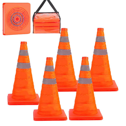 4 PCS Traffic Cones,Collapsible Traffic Safety Cones,Multi Purpose Pop-up Cones with Reflective Collar, for Road Parking, Driving Practice, Parking Lot,Road Risk Avoidance Tips (18 in)