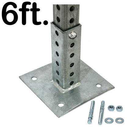 SmartSign Square Sign Post Kit - 6 ft Tall x 1.5" Wide Galvanized Steel Post and Base for Concrete and Asphalt Made in USA