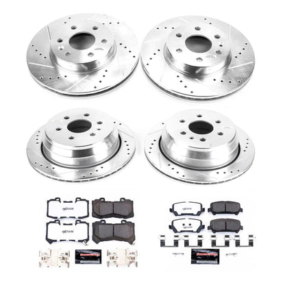 PowerStop Front & Rear Brake Kit For Chevrolet Colorado 2015-20 | GMC Canyon 2015-20 - Truck & Tow Carbon Fiber Ceramic Brake Pads + Drilled & Slotted Rotors Upgrade, K7228-36