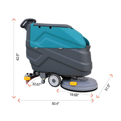 KARHDIR Walk-Behind Floor Scrubber Dryer with 22" Scrub Path, 18.5-Gal Recovery Tank, Battery Powered, High Efficiency for Large Areas