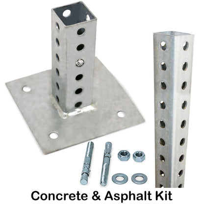 SmartSign Square Sign Post Kit - 6 ft Tall x 1.5" Wide Galvanized Steel Post and Base for Concrete and Asphalt Made in USA