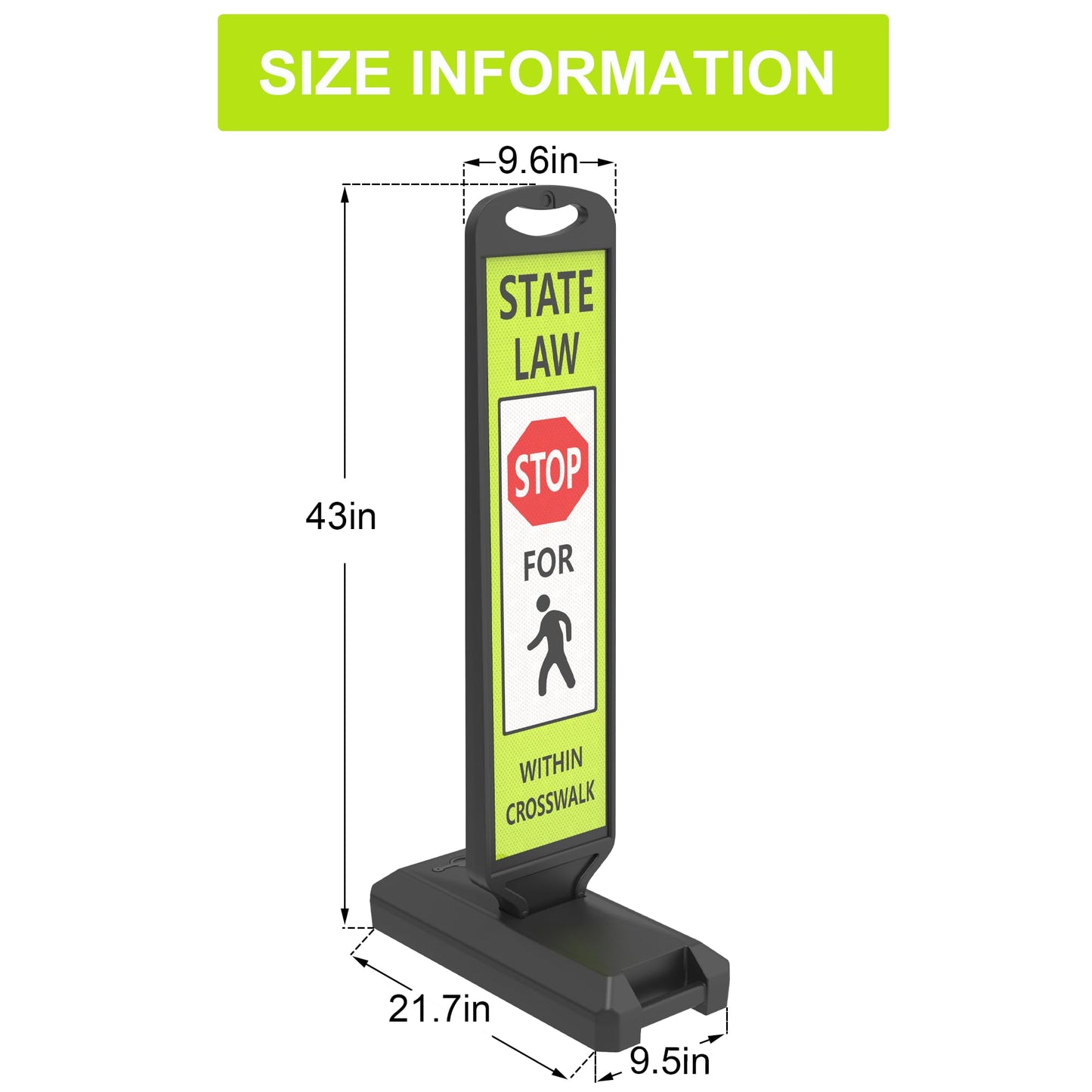 OrangeStar 43" Pedestrian Crossing and Stop Sign, 2-Pack Double-Sided Reflective Safety Signs with Water-Filled Base for School Zone, Traffic Control, Driveway