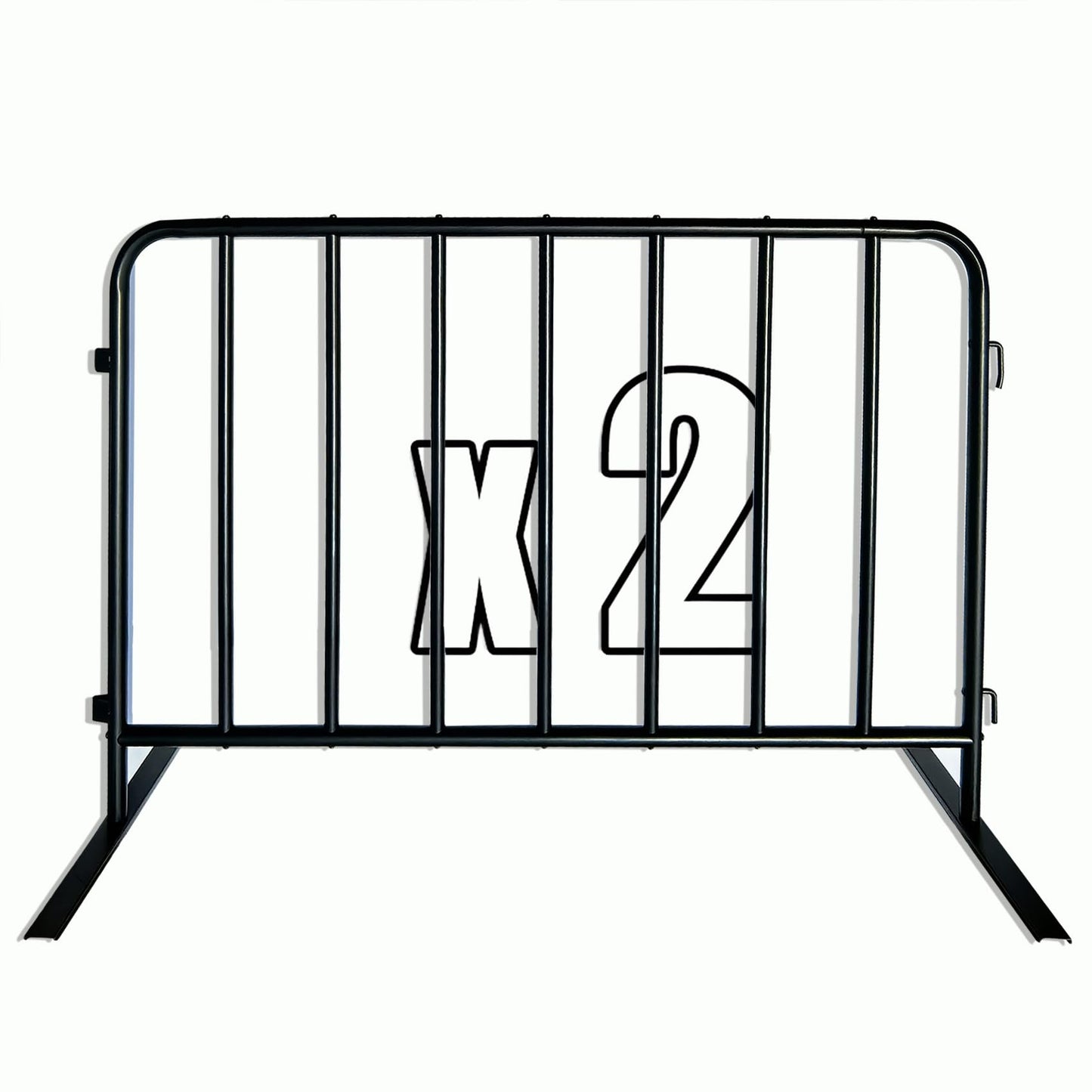 BIGalleons 2-Pack 5 Ft. Black Steel Crowd Control Barricades - 60" Wide x 39" High, Bolt-Assembled Portable Interlocking Barrier, Heavy Duty Event Fencing for Indoor/Outdoor with Flat Feet Design