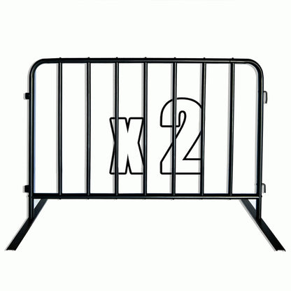 BIGalleons 2-Pack 5 Ft. Black Steel Crowd Control Barricades - 60" Wide x 39" High, Bolt-Assembled Portable Interlocking Barrier, Heavy Duty Event Fencing for Indoor/Outdoor with Flat Feet Design