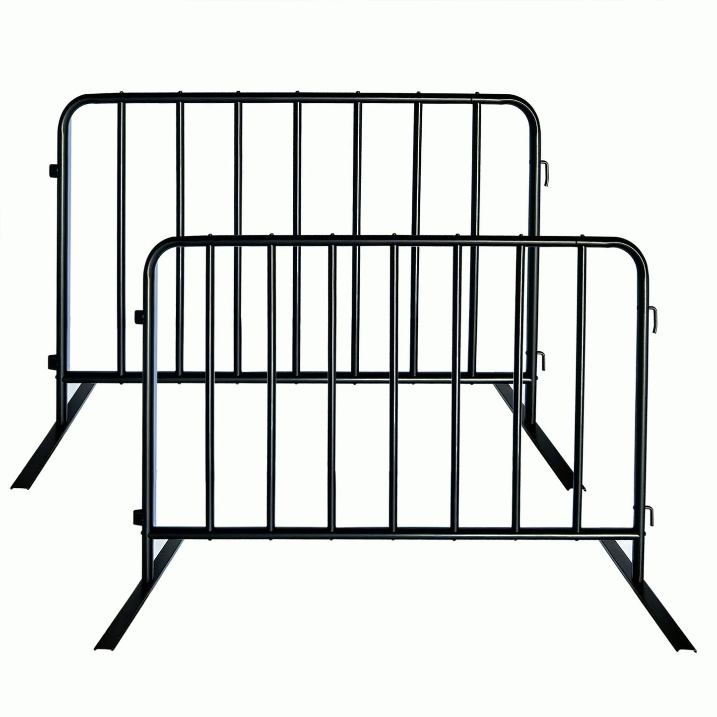 BIGalleons 2-Pack 5 Ft. Black Steel Crowd Control Barricades - 60" Wide x 39" High, Bolt-Assembled Portable Interlocking Barrier, Heavy Duty Event Fencing for Indoor/Outdoor with Flat Feet Design
