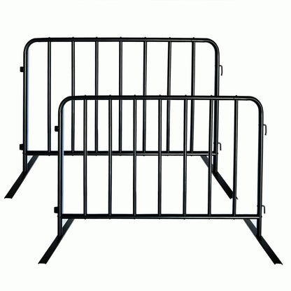 BIGalleons 2-Pack 5 Ft. Black Steel Crowd Control Barricades - 60" Wide x 39" High, Bolt-Assembled Portable Interlocking Barrier, Heavy Duty Event Fencing for Indoor/Outdoor with Flat Feet Design