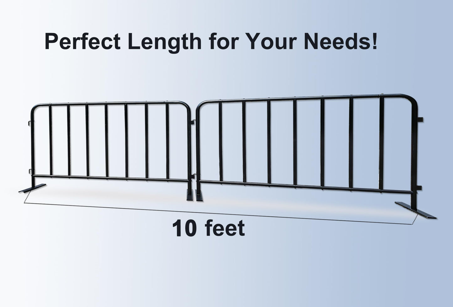 BIGalleons 2-Pack 5 Ft. Black Steel Crowd Control Barricades - 60" Wide x 39" High, Bolt-Assembled Portable Interlocking Barrier, Heavy Duty Event Fencing for Indoor/Outdoor with Flat Feet Design
