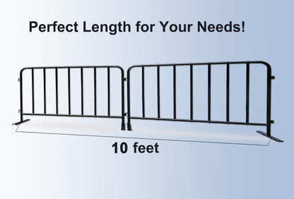 BIGalleons 2-Pack 5 Ft. Black Steel Crowd Control Barricades - 60" Wide x 39" High, Bolt-Assembled Portable Interlocking Barrier, Heavy Duty Event Fencing for Indoor/Outdoor with Flat Feet Design