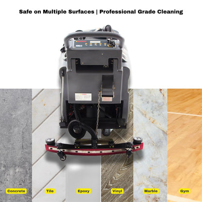 22" Self-propelled Floor Scrubber Machine with Traction Drive, 14.5-Gal Tank, 36000 Sqft/h, Heavy Duty Brush, Red, Black and White Pads, Extra Rubber Strips | RT50D