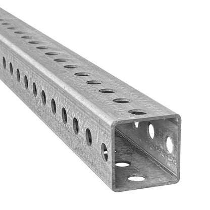 Sandbaggy 6 ft Galvanized Square Sign Post - 1-3/4" Wide - 7/16” Hole Diameter - Hot Dipped Galvanized Metal - Rust Resistant, Wind Resistant (12)