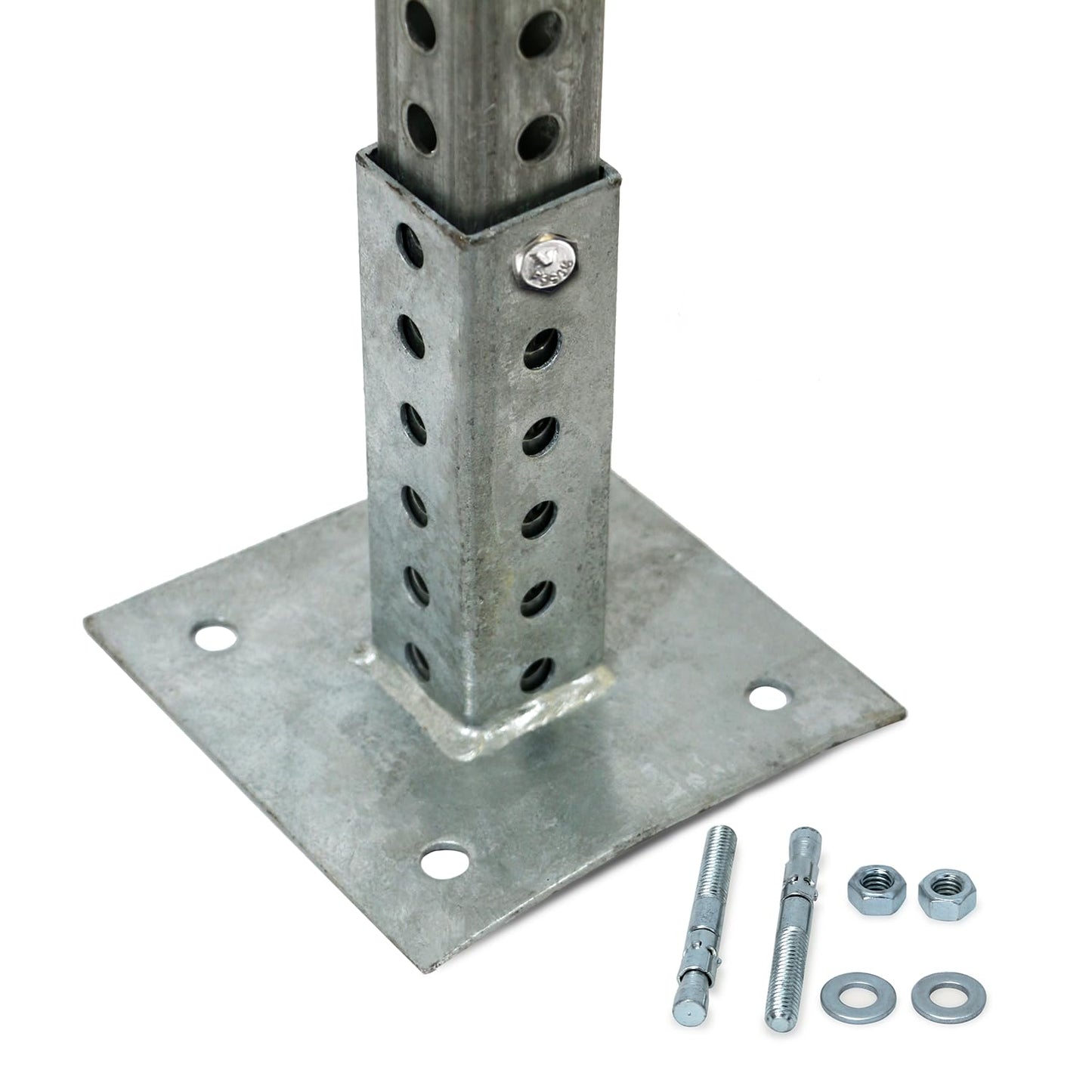 SmartSign Square Sign Post Kit - 6 ft Tall x 1.5" Wide Galvanized Steel Post and Base for Concrete and Asphalt Made in USA
