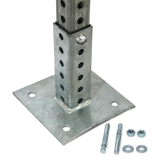 SmartSign Square Sign Post Kit - 6 ft Tall x 1.5" Wide Galvanized Steel Post and Base for Concrete and Asphalt Made in USA