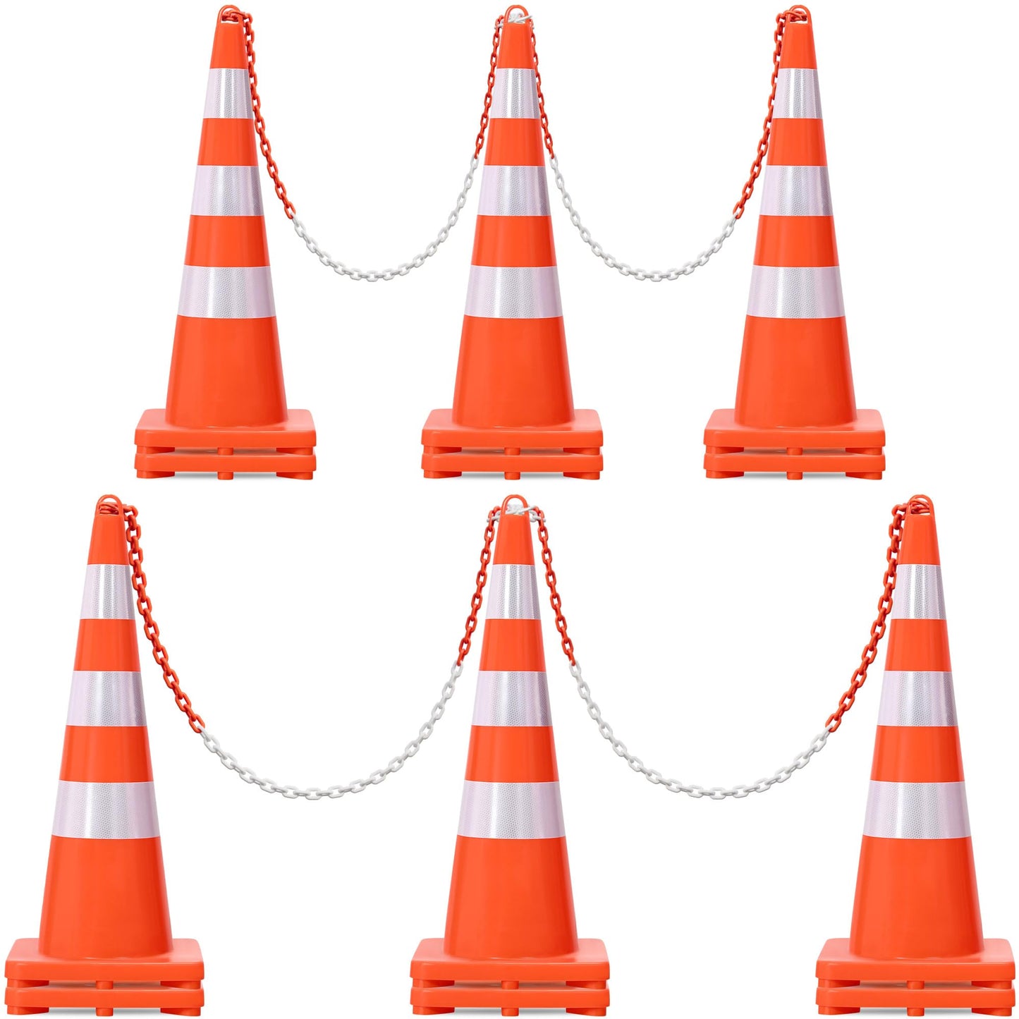 YITAHOME Traffic Cones 36 Inch (12 Pack), with 32.8FT Chain and Reflective Collars, PVC Safety Cones, Orange Construction Cones for Parking Lot, Home Road