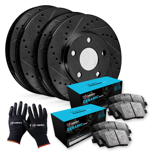 R1 Concepts Front and Rear Brake Kit For 2015-2020 Acura TLX| Drilled Slotted Brake Rotors| Ceramic Brake Pads and Rotors Kit