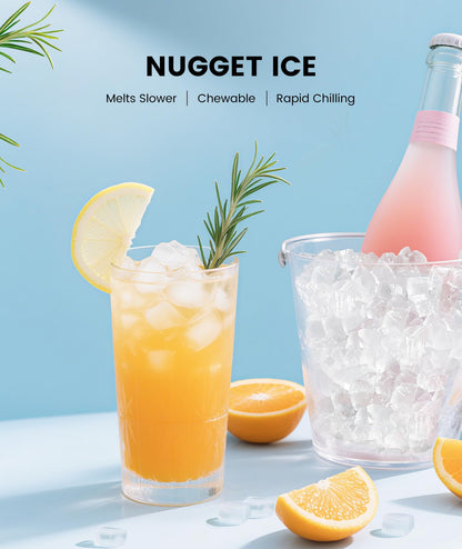 COWSAR Commercial Under Counter Nugget Ice Maker Machine, 68Lbs/Day Ice Maker with Double Ice Baskets, Bulit-in Freestanding Ice Machine, 24H Timer & Self-Cleaning, for Commercial & Home Use(Silver)