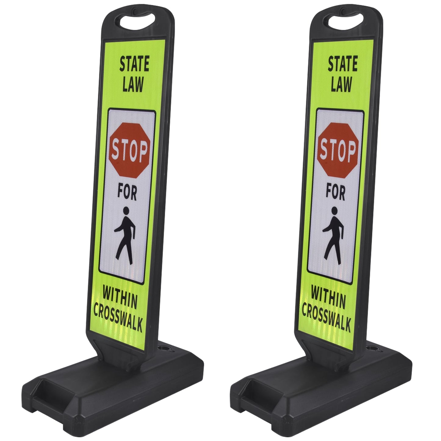 OrangeStar 43" Pedestrian Crossing and Stop Sign, 2-Pack Double-Sided Reflective Safety Signs with Water-Filled Base for School Zone, Traffic Control, Driveway