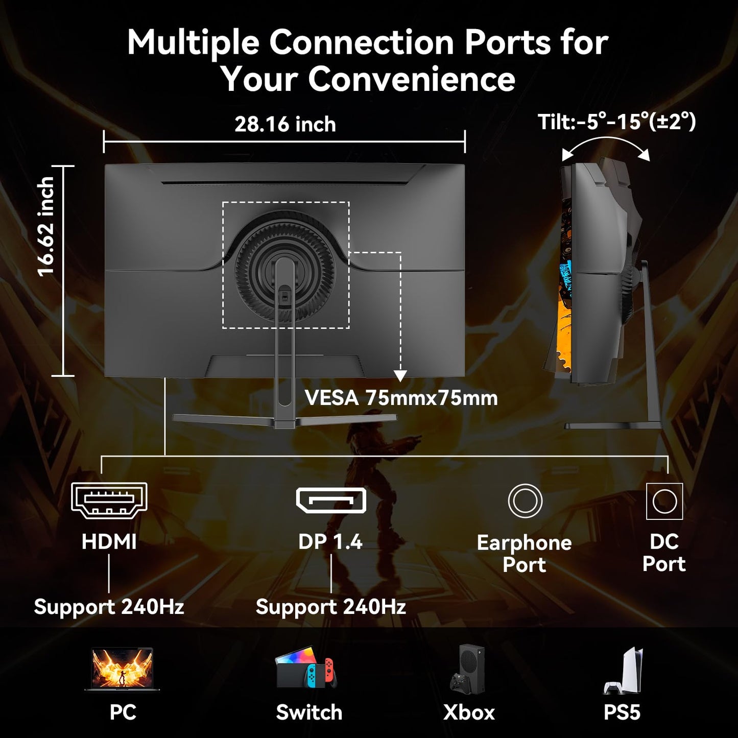 Monitor Curvo SANSUI 32" 240Hz Full HD Gamer