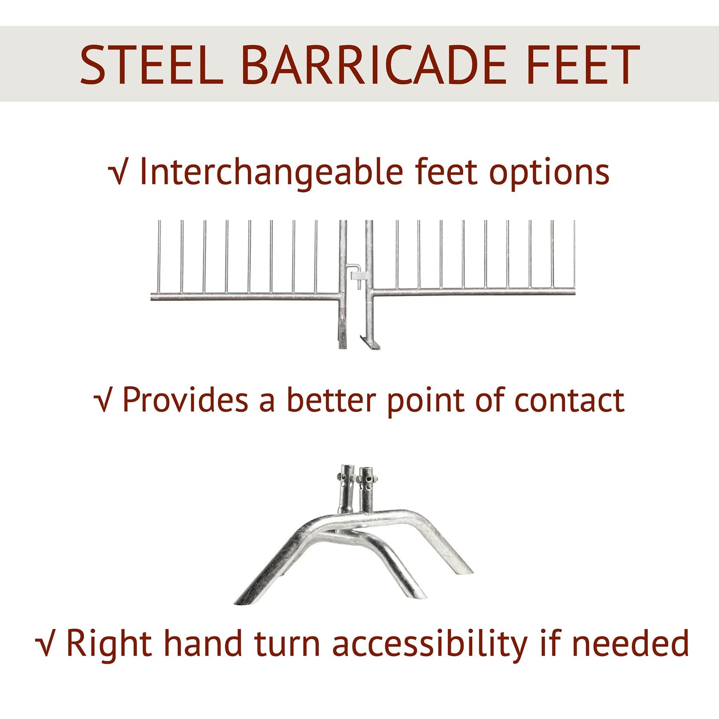 Trafford Industrial Angry Bull Barricades Metal Interlocking Steel Barricade (6.5 Ft. Economy, Light Weight & Pre-Galvanized, Flat Feet, Zinc Coated Steel, Set of 20)