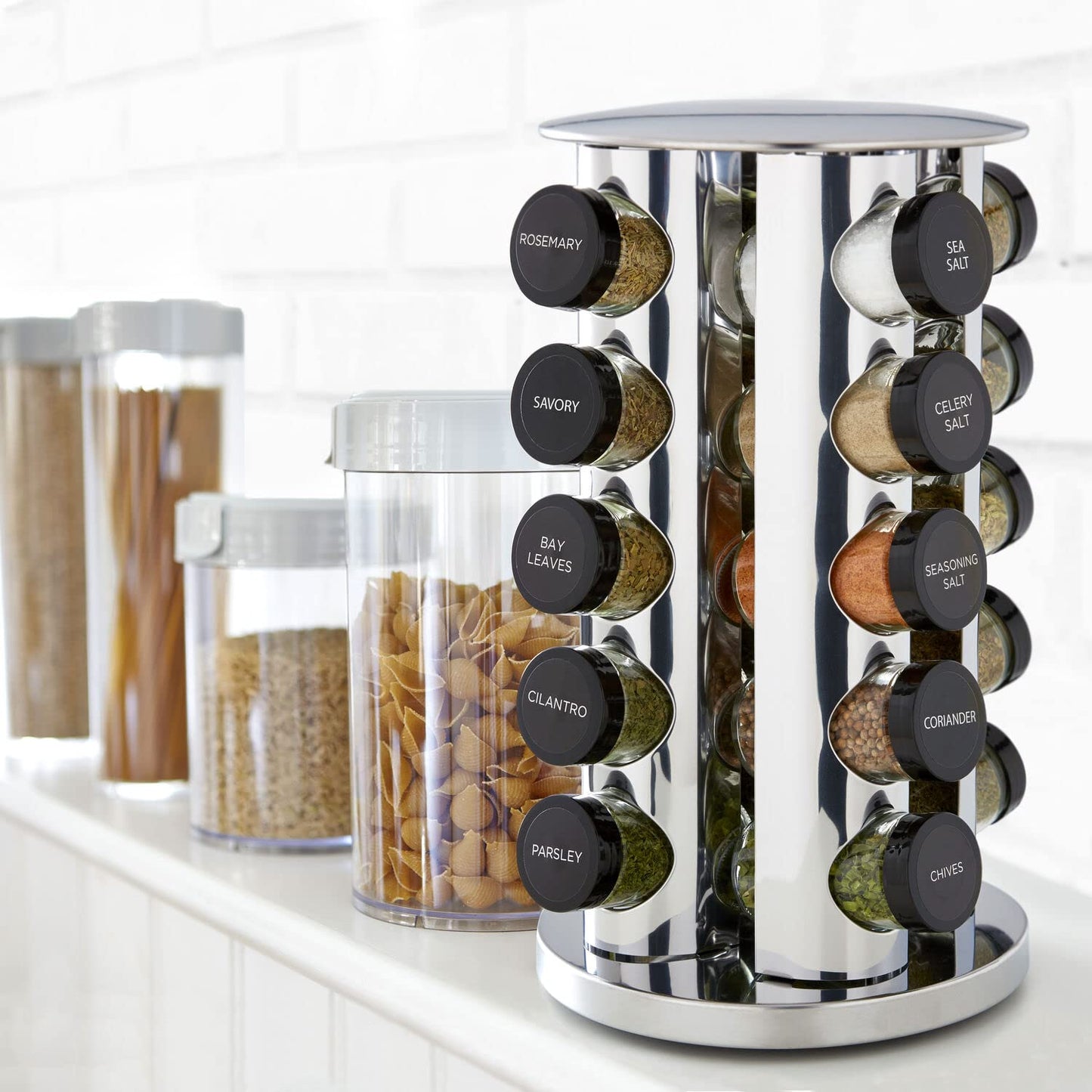 Kamenstein Spice Rack Giratorio de Acero Inoxidable con 20 Especias