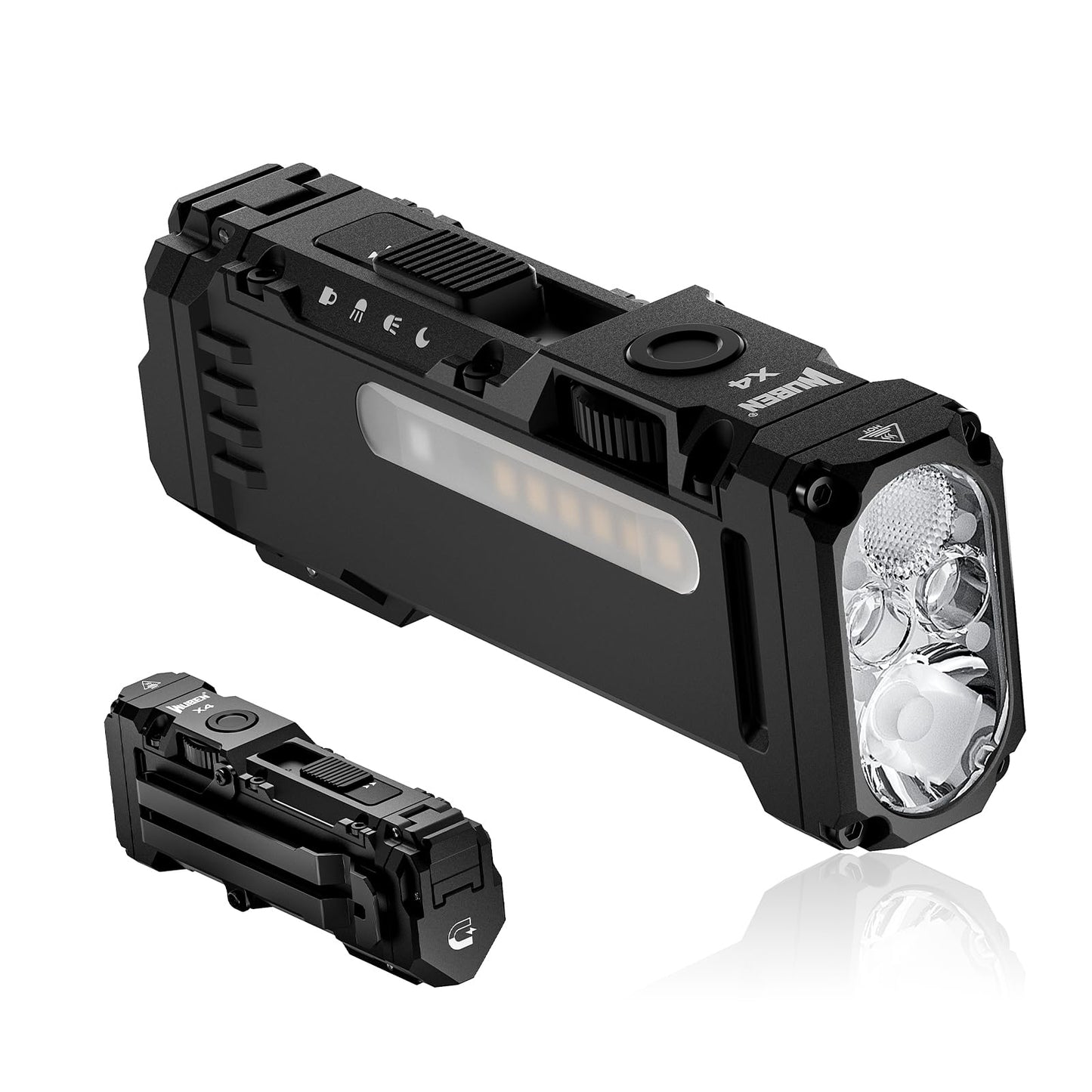 WUBEN X4 EDC Rechargeable Flashlight with RGB Light, 1500 Lumens Mini Flashlight with Tactical Switch and Magnetic, IP68 Portable Pocket Clip USB C Flash Light for Camping, Checking, Emergencies