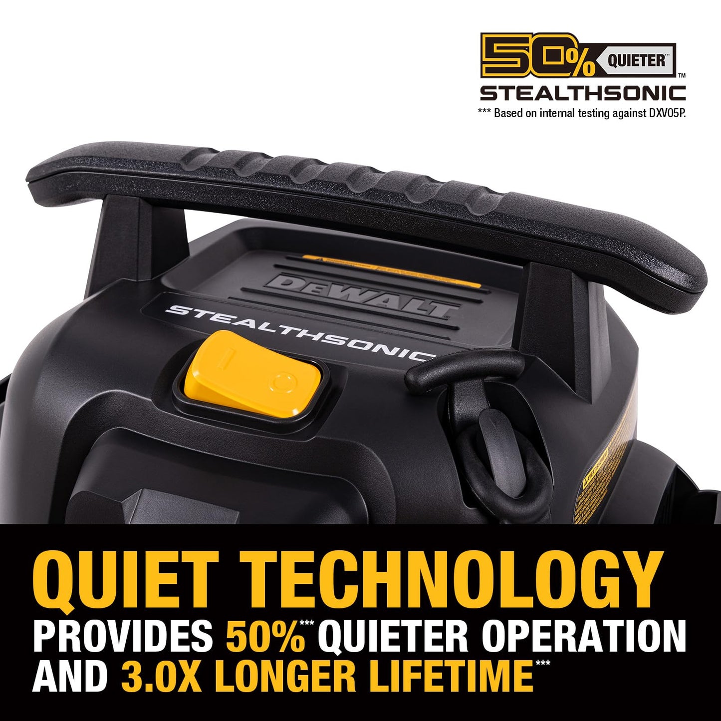 DEWALT 5 Gallon STEALTHSONIC Ultra-Quiet Wet/Dry Shop Vac, 4 Peak HP Powerful Suction, Built for Long-Lasting Performance, Portable Vacuum for Garage, Workshop & Jobsite, DXV05P-QT