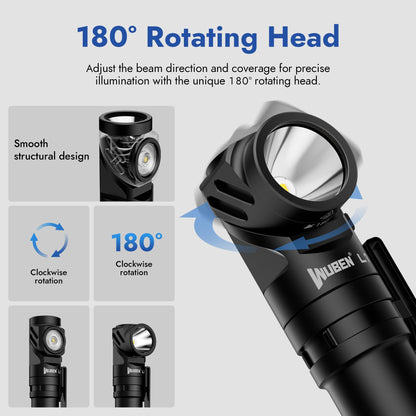 WUBEN L1 Rechargeable Flashlight High Lumens, 2000 Lumen Bright Tactical Flashlight, Dual Light Sources Pocket Flashlight, IP68 Waterproof Magnetic Camping Flashlight for Home Outdoors Emergency (P9)
