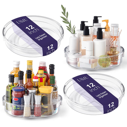 Set de 4 Organizadores Giratorios LAMU Lazy Susan – 12" Acrílico Transparente