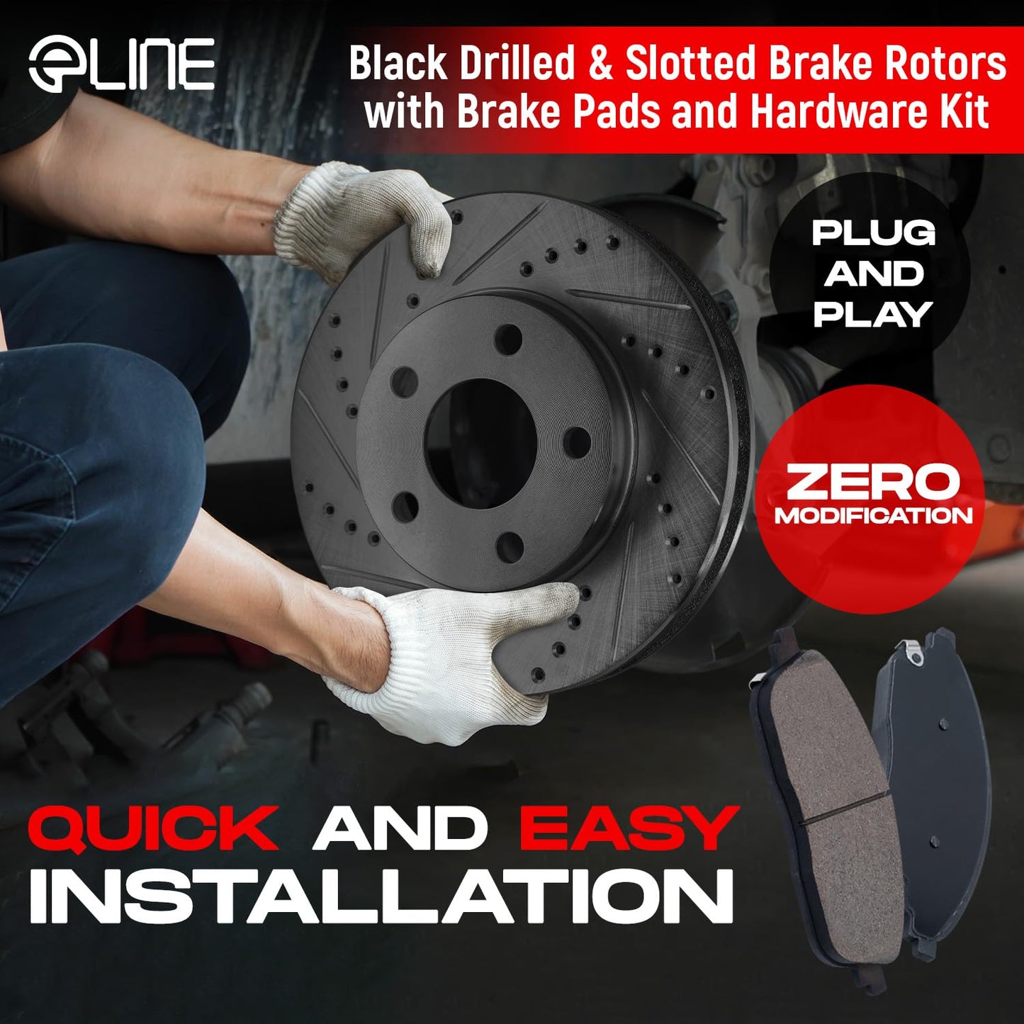 R1 Concepts Front and Rear Brake Kit For 2015-2020 Acura TLX| Drilled Slotted Brake Rotors| Ceramic Brake Pads and Rotors Kit