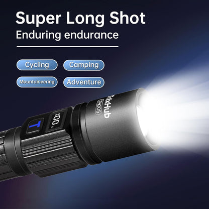 TrixHub Rechargeable Flashlights High Lumens, 5Mode Flash Light with LCD Digital Display, Super Bright Flashlight Adjustable Tactical Flashlight, High Powered LED Handheld Flashlight for Home