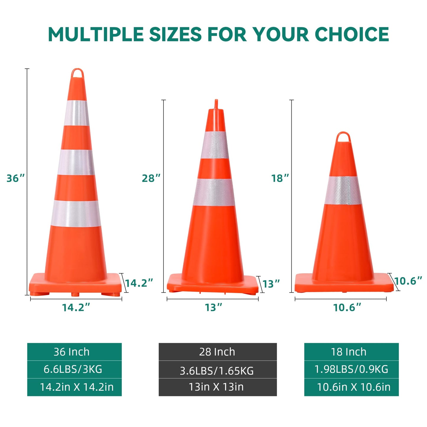 YITAHOME Traffic Cones 36 Inch (12 Pack), with 32.8FT Chain and Reflective Collars, PVC Safety Cones, Orange Construction Cones for Parking Lot, Home Road