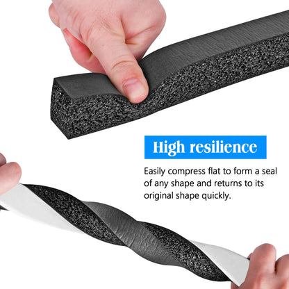 Foam Strips with Adhesive, 2 Inch Wide X 1/2 Inch Thick, Neoprene Weather Stripping High Density Foam Closed Cell Tape Seal for Doors and Windows Insulation, Total 6.5 Feet Long