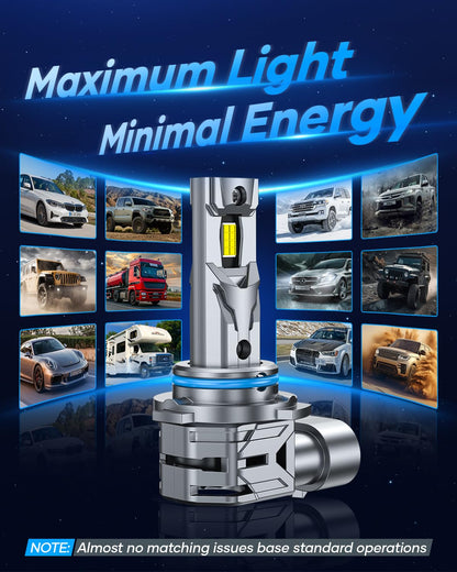 AtomBulb 9005 9006 Bulbs Combo, 80000LM 6500K Cool White, 1:1 Mini Size, 1000% Super Bighter HB3 HB4 Fog Light Bulb with 80000H Lifespan, 1 Min Plug-N-Play, IP68 Waterproof Non-polarity, Pack of 4