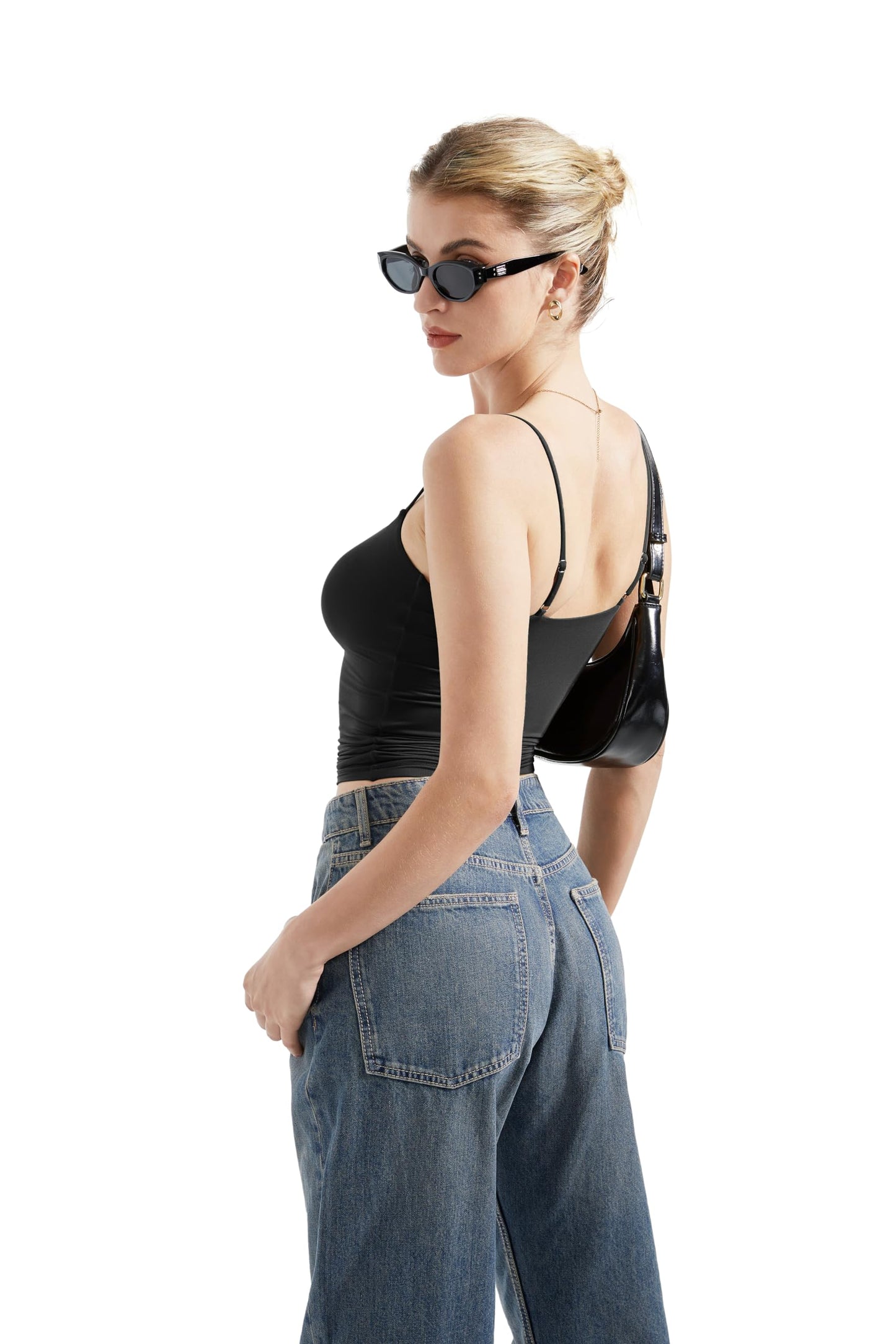 SUUKSESS Women Sexy Square Neck Tank Top Summer Y2K Going Out Tops Casual Sleeveless Basic Cami Shirts (Black, 2XS)