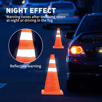 4 PCS Traffic Cones,Collapsible Traffic Safety Cones,Multi Purpose Pop-up Cones with Reflective Collar, for Road Parking, Driving Practice, Parking Lot,Road Risk Avoidance Tips (18 in)