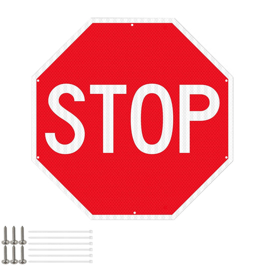 csjzzt Large Stop Sign Street Road Sign 24×24-Inches, Engineer Grade Reflective Sheeting, Rust Proof Thicken Aluminum, Uv-Resistant, Waterproof and Fade Resistantt,6 Pre-drilled Holes