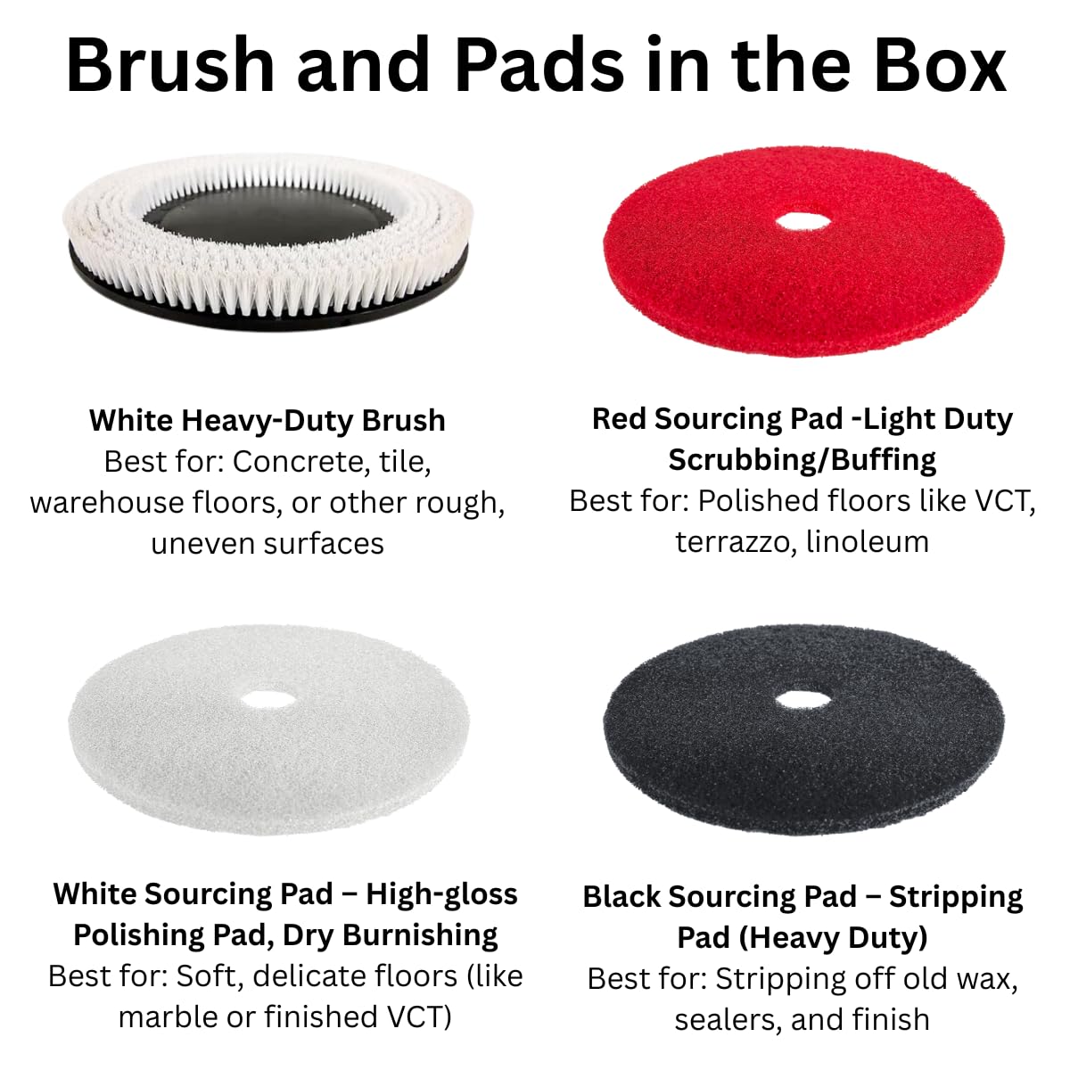22" Self-propelled Floor Scrubber Machine with Traction Drive, 14.5-Gal Tank, 36000 Sqft/h, Heavy Duty Brush, Red, Black and White Pads, Extra Rubber Strips | RT50D