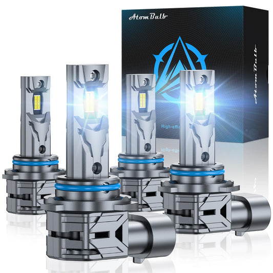 AtomBulb 9005 9006 Bulbs Combo, 80000LM 6500K Cool White, 1:1 Mini Size, 1000% Super Bighter HB3 HB4 Fog Light Bulb with 80000H Lifespan, 1 Min Plug-N-Play, IP68 Waterproof Non-polarity, Pack of 4