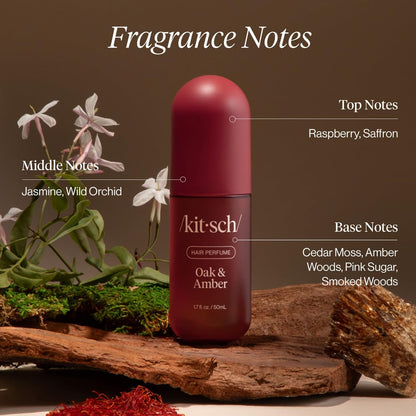 Kitsch Hair Perfume for Women - Oak & Amber | Clean, Deodorizing & Patented Odor-Eliminating Technology Hair Spray & Body Mist - Freshen Hair, Body & Pillows- Berries and Blooming Jasmine Scent - 50mL