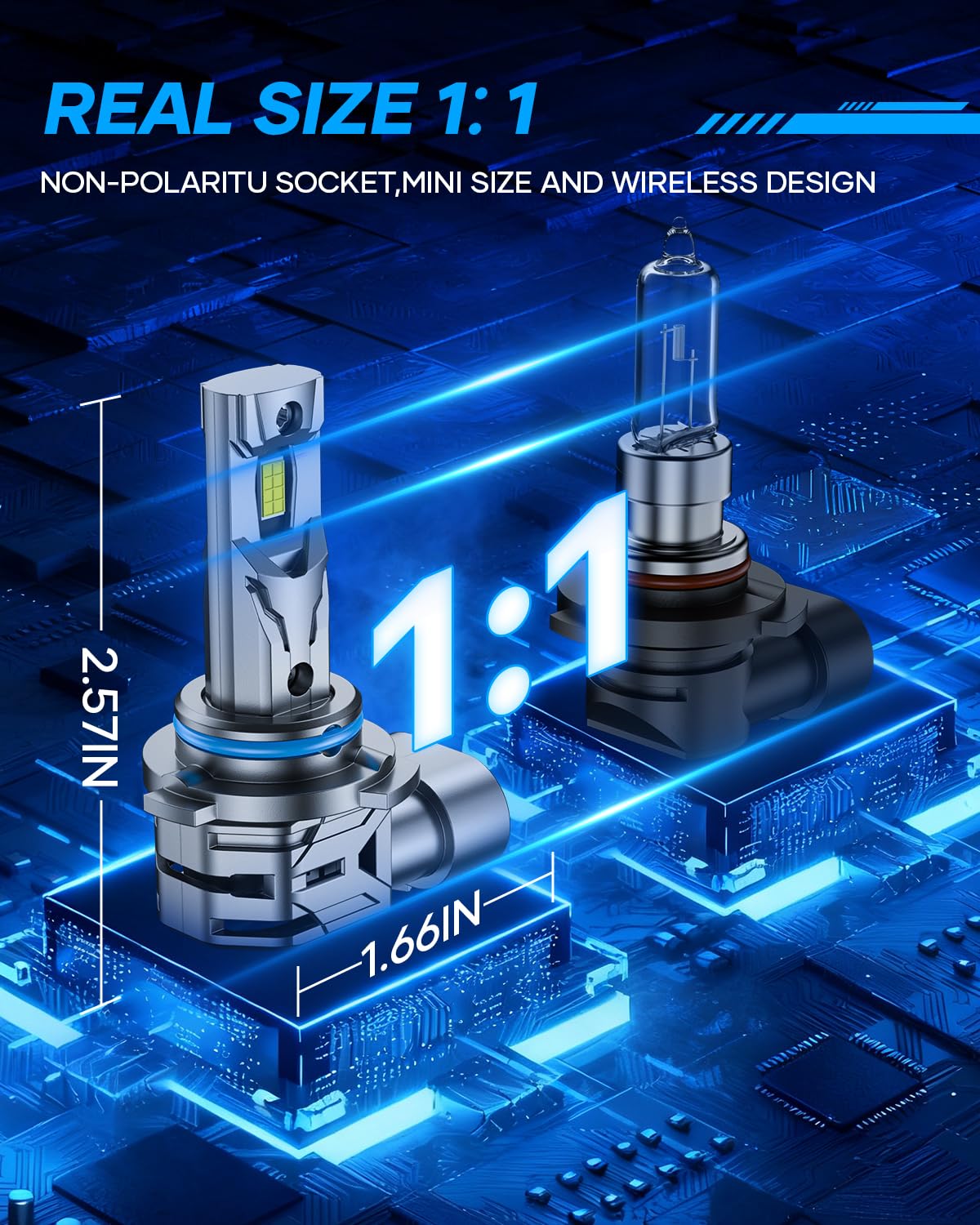 AtomBulb 9005 9006 Bulbs Combo, 80000LM 6500K Cool White, 1:1 Mini Size, 1000% Super Bighter HB3 HB4 Fog Light Bulb with 80000H Lifespan, 1 Min Plug-N-Play, IP68 Waterproof Non-polarity, Pack of 4