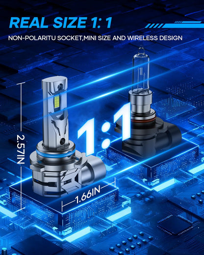 AtomBulb 9005 9006 Bulbs Combo, 80000LM 6500K Cool White, 1:1 Mini Size, 1000% Super Bighter HB3 HB4 Fog Light Bulb with 80000H Lifespan, 1 Min Plug-N-Play, IP68 Waterproof Non-polarity, Pack of 4