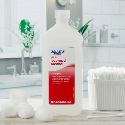 Equate Isopropyl Alcohol 91%, 32 FL Oz | Antiseptic & Cleaning Solution, 4 Pack