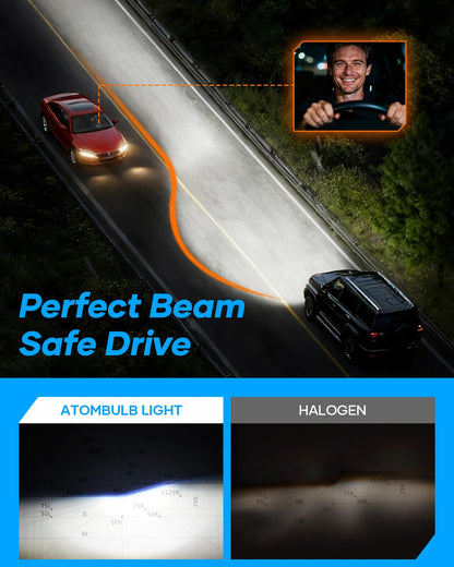 AtomBulb 9005 9006 Bulbs Combo, 80000LM 6500K Cool White, 1:1 Mini Size, 1000% Super Bighter HB3 HB4 Fog Light Bulb with 80000H Lifespan, 1 Min Plug-N-Play, IP68 Waterproof Non-polarity, Pack of 4